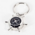 Nickel Plated Key Ring w/ Compass